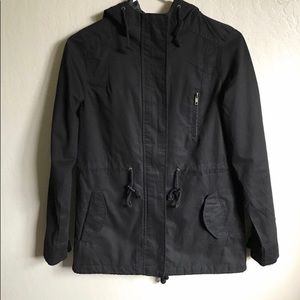 Hooded woven utility parka coat